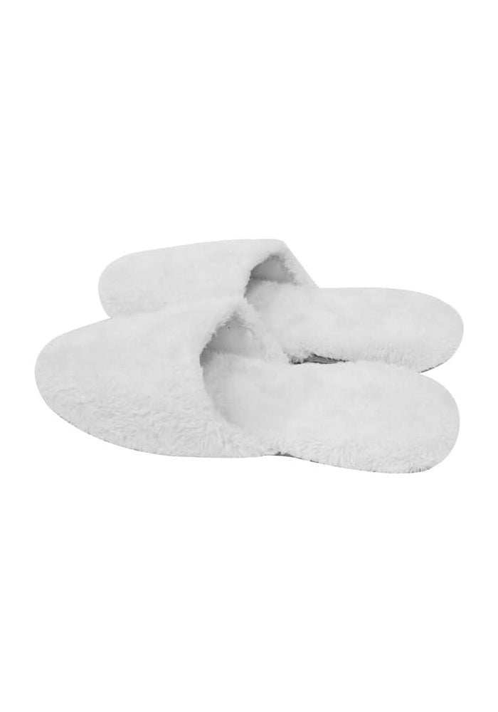 DAISO Unisex Backless Slippers - Memory Foam - Fluffy - US 5-7 EU 36-39.5 - White - Image 2
